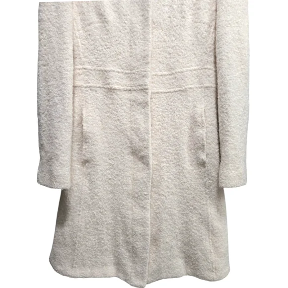 Vintage Marvin Richards Trench Coat Cream Bouclé Wool Blend Size Medium EUC - Picture 11 of 16